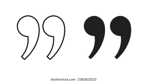 Quote right filled and outlined icons vectors on white background