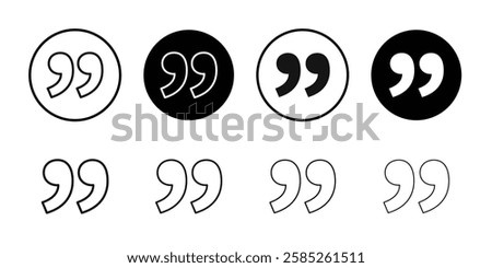 Quote right icon Black line art vector logo set