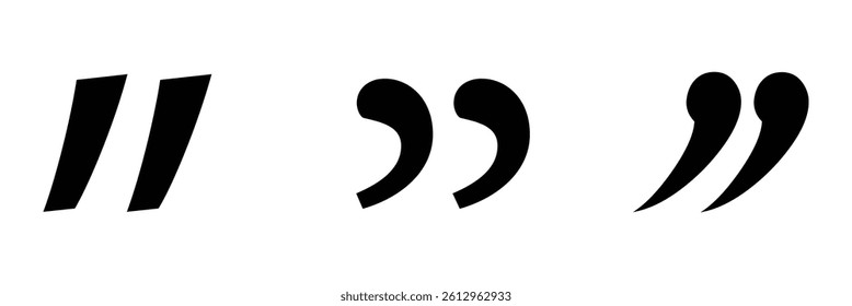 Quote right icon set. double quotation vector symbol. discussion dialog remark open and close quote sign in black filled and outlined style vector design . Vector Illustration . EPS 10 .