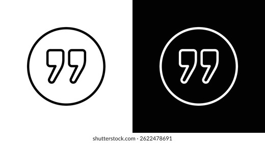Quote right icon shape graphic simple plain clipart symbol. thin line outline art