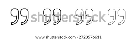 Quote right icons designed in outline, line and stroke style