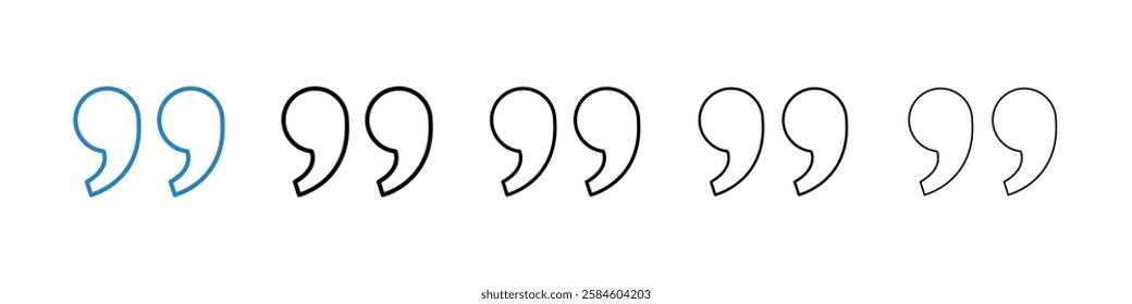 Quote right icons in five different stroke sizes