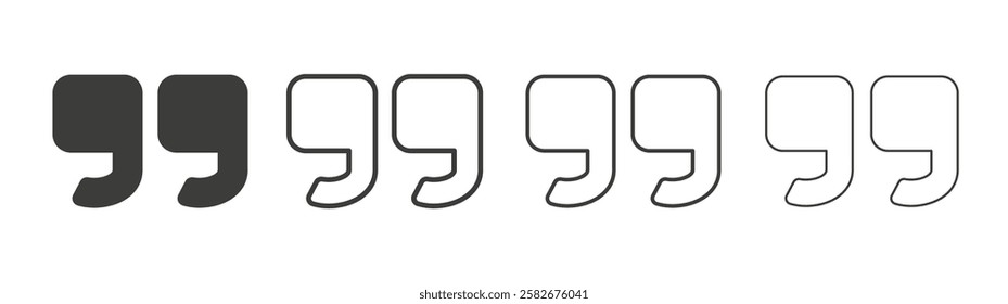 Quote right icons set vectors graphic designs