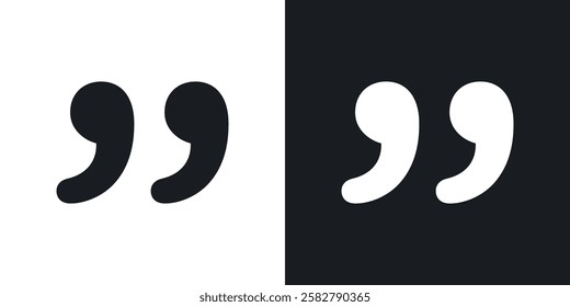 Quote right icons set vectors black and colored style