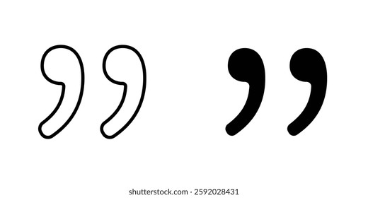 Quote right icons. stroke line and black solid icons
