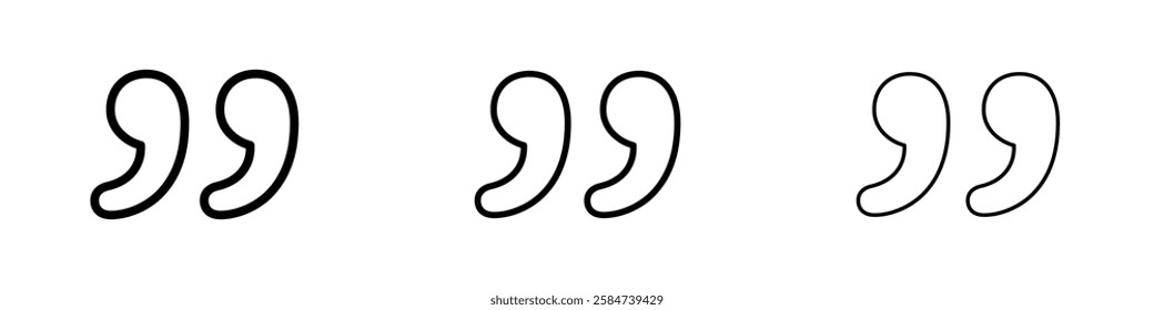 Quote right icons in three different stroke lines