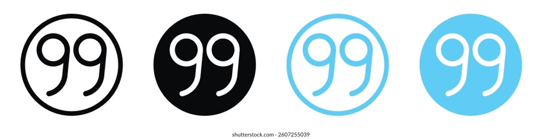 Quote right vector icons in black and blue colors