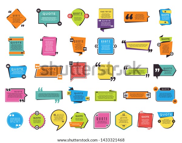 Quote shapes. Graphic forms for text notes and remarks vector difference designs. Textbox quote, text note, remark speech, quotation bubble illustration