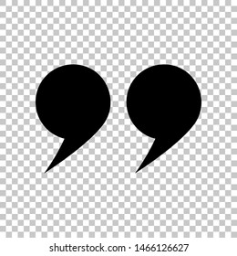 Quote sign. Black icon on transparent background. Illustration.