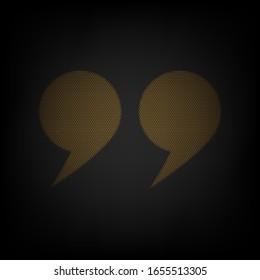 Quote sign. Icon as grid of small orange light bulb in darkness. Illustration.
