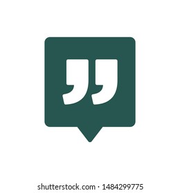 Quote sign icon. Quotation mark in speech bubble symbol. 
