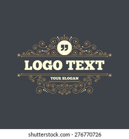 Quote sign icon. Quotation mark symbol. Double quotes at the end of words. Flourishes calligraphic ornament. Vector