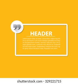 Quote sign icon. Quotation mark speech bubble symbol. Quotation background
