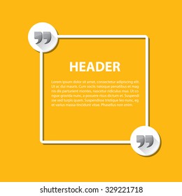 Quote sign icon. Quotation mark speech bubble symbol. Quotation background