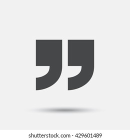 Quote sign icon. Quotation mark symbol. Double quotes at the end of words. Flat quote web icon on white background. Vector
