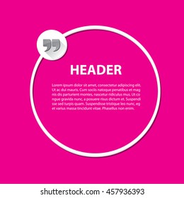 Quote sign icon. Quotation mark speech bubble symbol. Quotation background