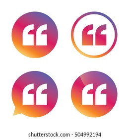 Quote sign icon. Quotation mark symbol.