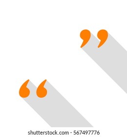 Quote sign illustration. Orange icon with flat style shadow path.