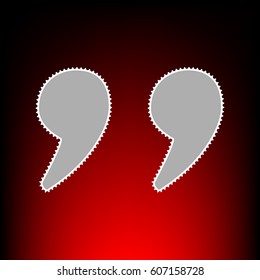Quote sign illustration. Postage stamp or old photo style on red-black gradient background.
