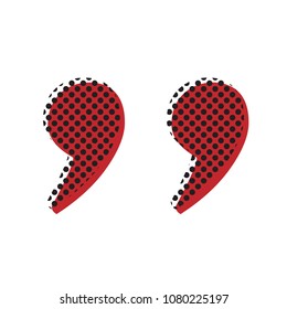 Quote sign illustration. Vector. Brown icon with shifted black circle pattern as duplicate at white background. Isolated.
