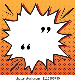Quote sign illustration. Vector. Comics style icon on pop-art background.