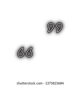 Quote sign illustration. Vector. Double contour black icon with soft shadow at white background. Isolated.