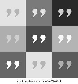 Quote sign illustration. Vector. Grayscale version of Popart-style icon.