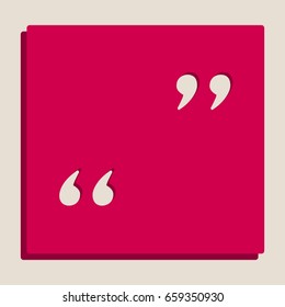 Quote sign illustration. Vector. Grayscale version of Popart-style icon.
