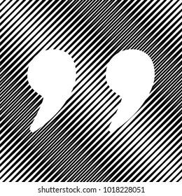 Quote sign illustration. Vector. Icon. Hole in moire background.