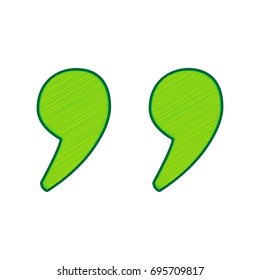 Quote sign illustration. Vector. Lemon scribble icon on white background. Isolated