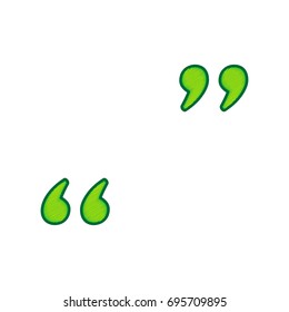 Quote sign illustration. Vector. Lemon scribble icon on white background. Isolated