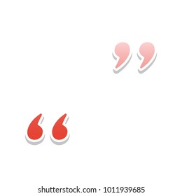 Quote sign illustration. Vector. Reddish icon with white and gray shadow on white background. Isolated.
