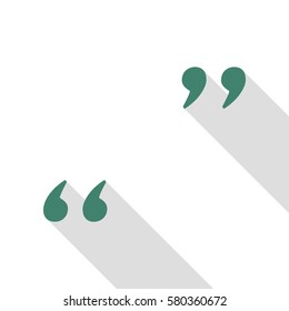 Quote sign illustration. Veridian icon with flat style shadow path.