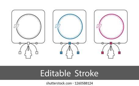 Quote Sign - Outline Styled Icon - Editable Stroke - Vector Illustration - Isolated On White Background