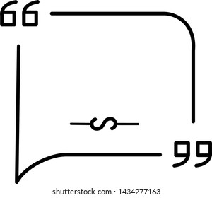 quote sign and text divider icon in outline style