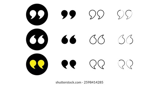 Quote signs and symbols. Quotation mark symbols.