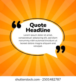 Quote social media post. Square banner stripes with bubble chat element.