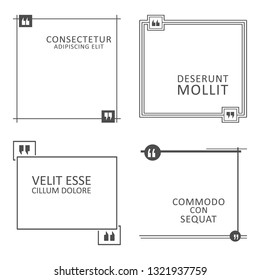 Quote speech box template. Quotes text form and textbox set. Vector illustration