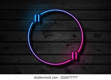 Quote speech bubble abstract laser neon circle frame on black wooden background . Vector design