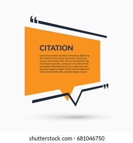 Quote speech bubble, blank template, text in brackets, citation empty frame, quote box