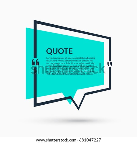 Quote speech bubble, blank template, text in brackets, citation empty frame, quote box