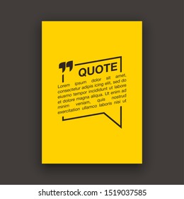 Quote speech bubble blank templates set. Text in brackets on flat paper, citation frames, quote bubbles. Textbox isolated on color background. Modern typography flat design cloud. Vector illustration.