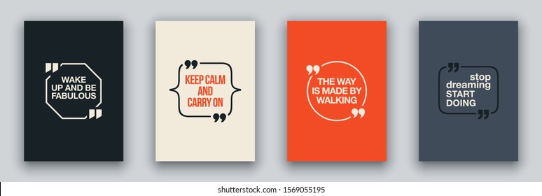 Quote speech bubble blank templates set. Text in brackets on flat paper, citation frames, quote bubbles. Textbox isolated on color background. Modern typography flat design cloud. Vector illustration.