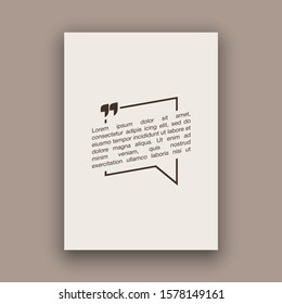 Quote speech bubble blank templates set. Text in brackets on flat paper, citation frames, quote bubbles. Textbox isolated on color background. Modern typography flat design cloud. Vector illustration.