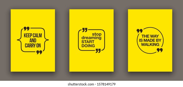 Quote speech bubble blank templates set. Text in brackets on flat paper, citation frames, quote bubbles. Textbox isolated on color background. Modern typography flat design cloud. Vector illustration.