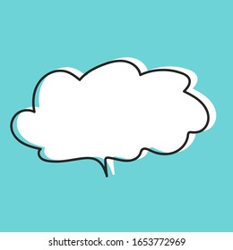 Quote speech bubble cloud tag. Typography design vector isolated illustration. Message element blue background sticker. Blank template.