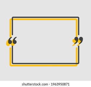 Quote speech bubble. Empty frame for messages, citation. Pattern frames for information message. Quote form motivation inspiration Vector text in brackets. Rectangle form