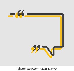 Quote speech bubble. Empty frame for messages, citation. Pattern frames for information message. Quote form motivation inspiration Vector text in brackets. Rectangle form