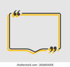 Quote speech bubble. Empty frame for messages, citation. Pattern frames for information message. Quote form motivation inspiration Vector text in brackets. Rectangle form