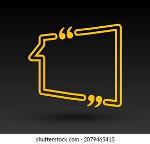 Quote speech bubble. Empty frame for messages, citation. Pattern frames for information message. Quote form motivation inspiration Vector text in brackets. Square gold frame